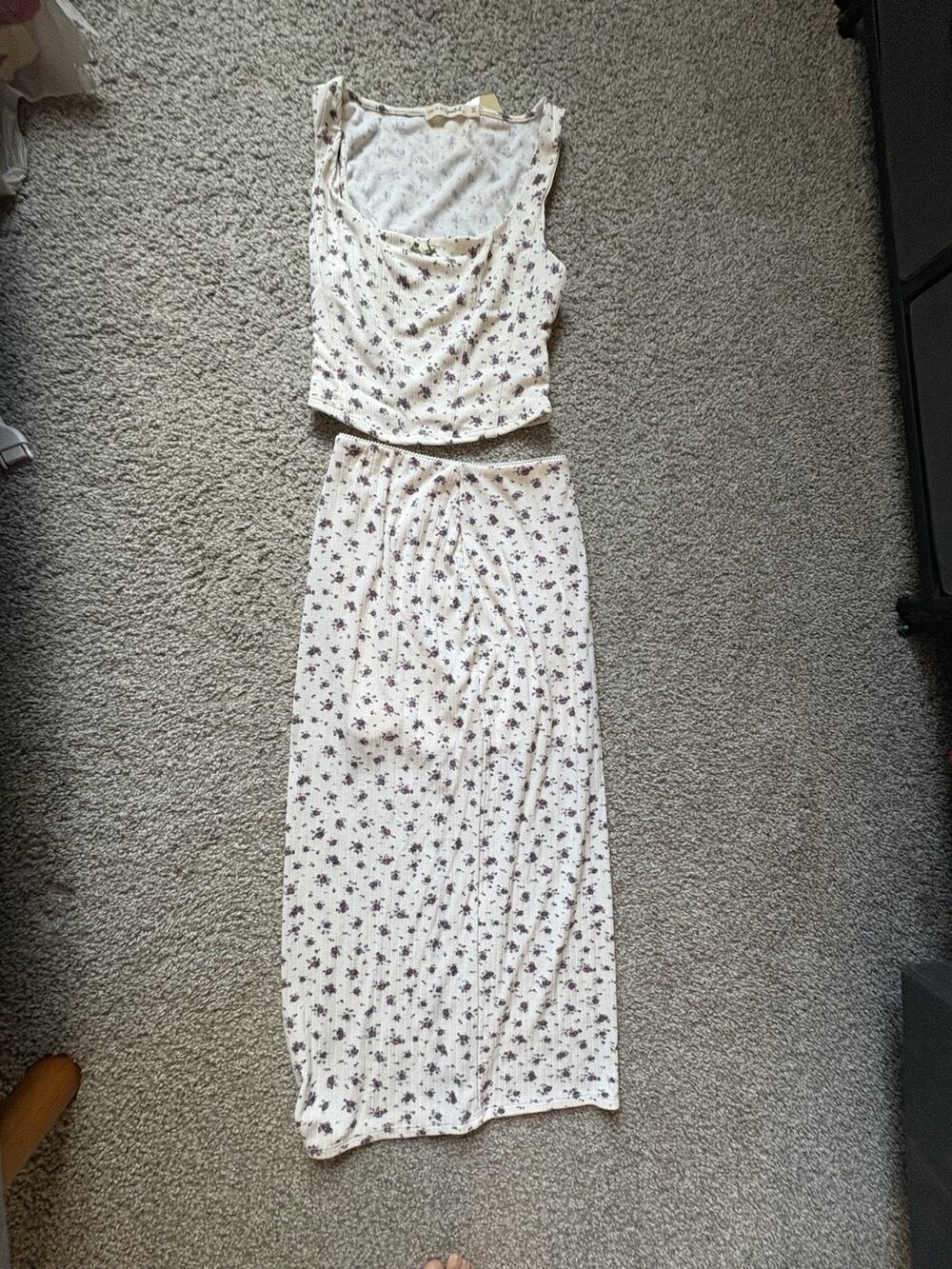 NWT! Live To Be Spoiled Floral 2 Piece Set Crop Top Skirt Cottagecore small/xs